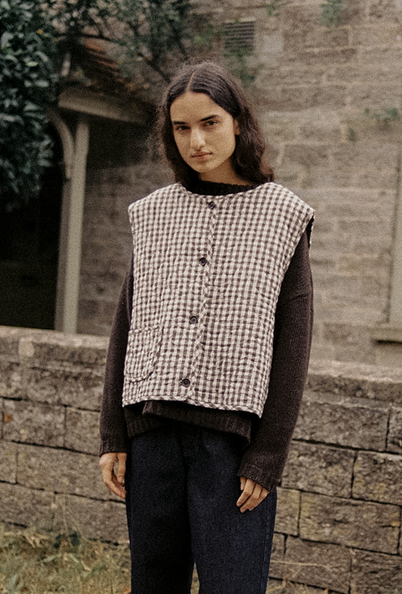 Jasper Vest Brown Gingham