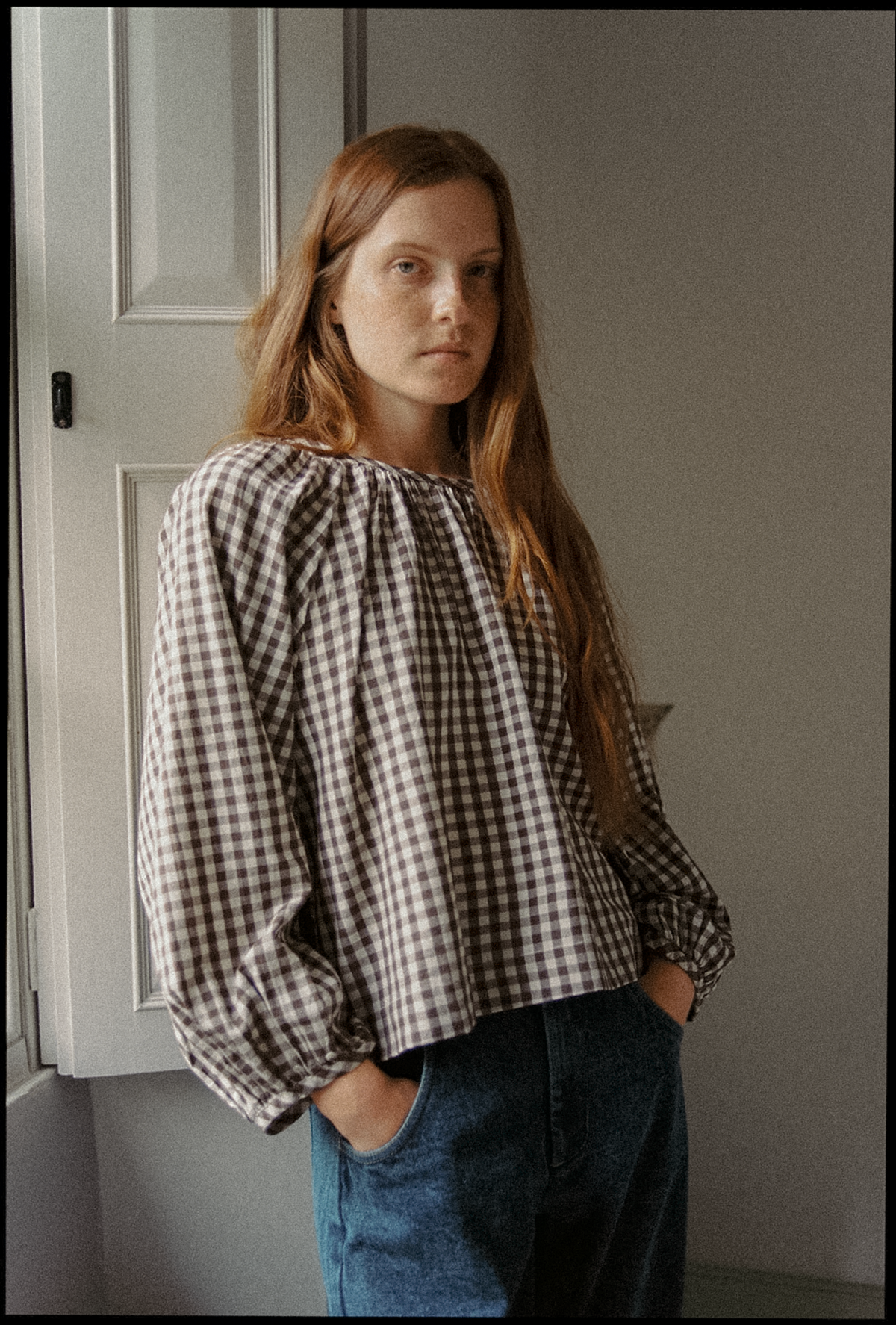 Simone Long Sleeve Brown Gingham
