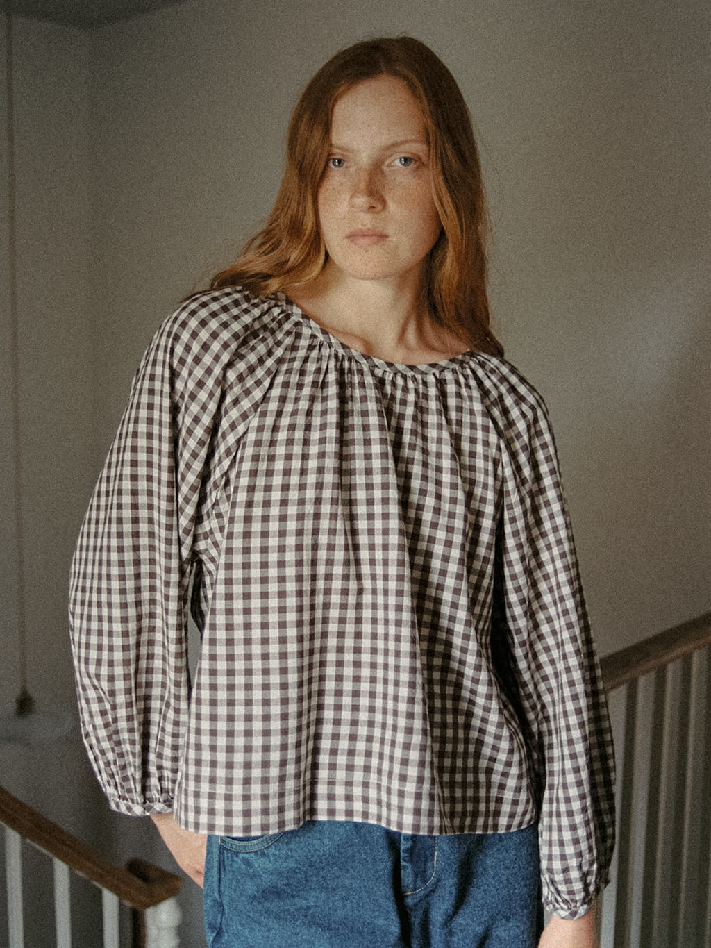 Simone Long Sleeve Brown Gingham