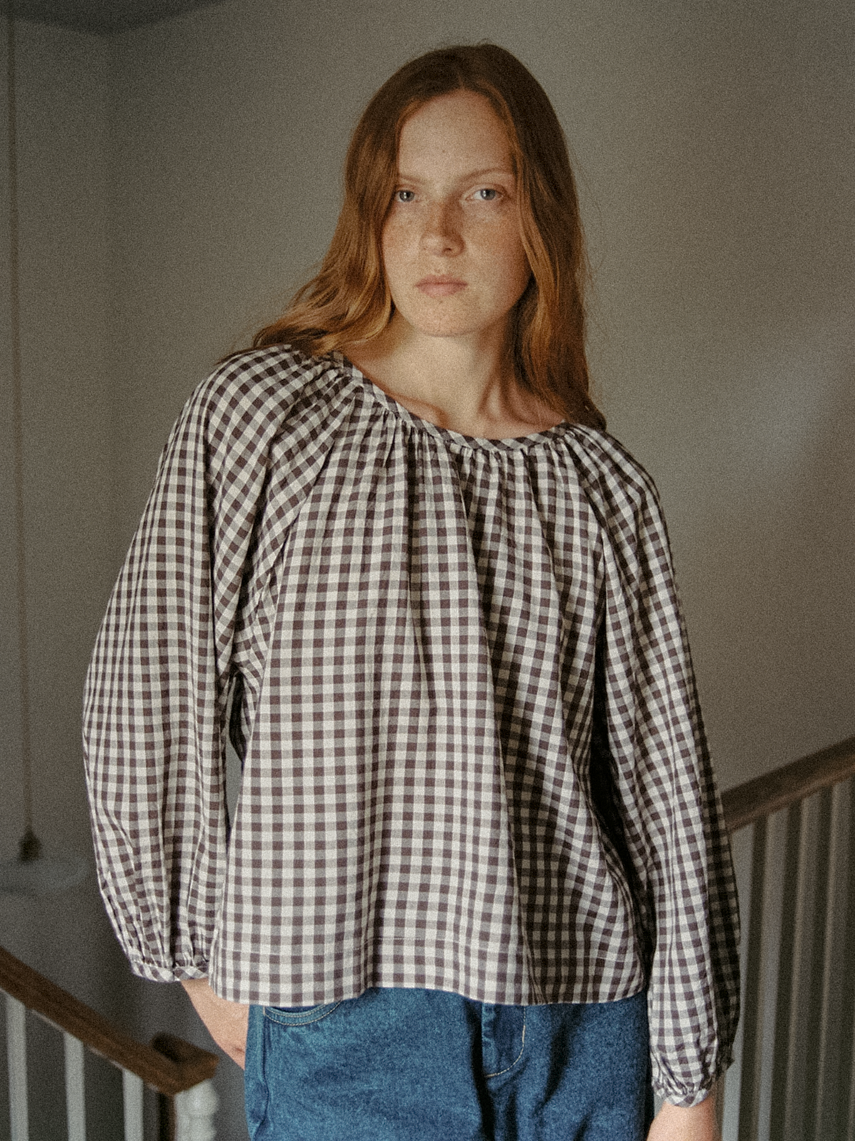 Simone Long Sleeve Brown Gingham