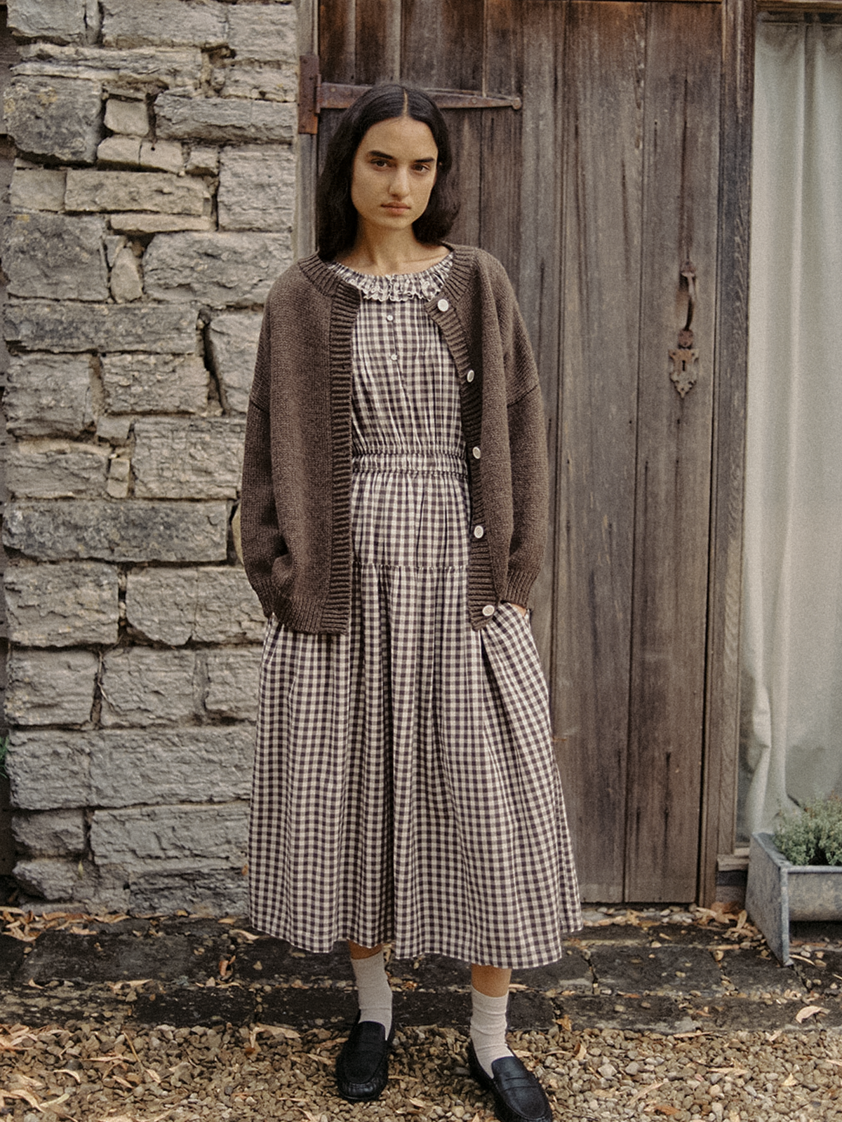 Layla Dress Brown Gingham
