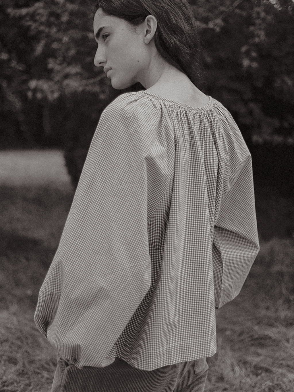 Simone Long Sleeve Beige Gingham