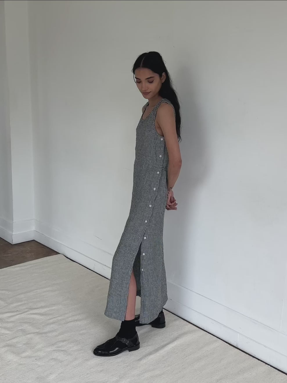 Bella Dress in Gingham Noir