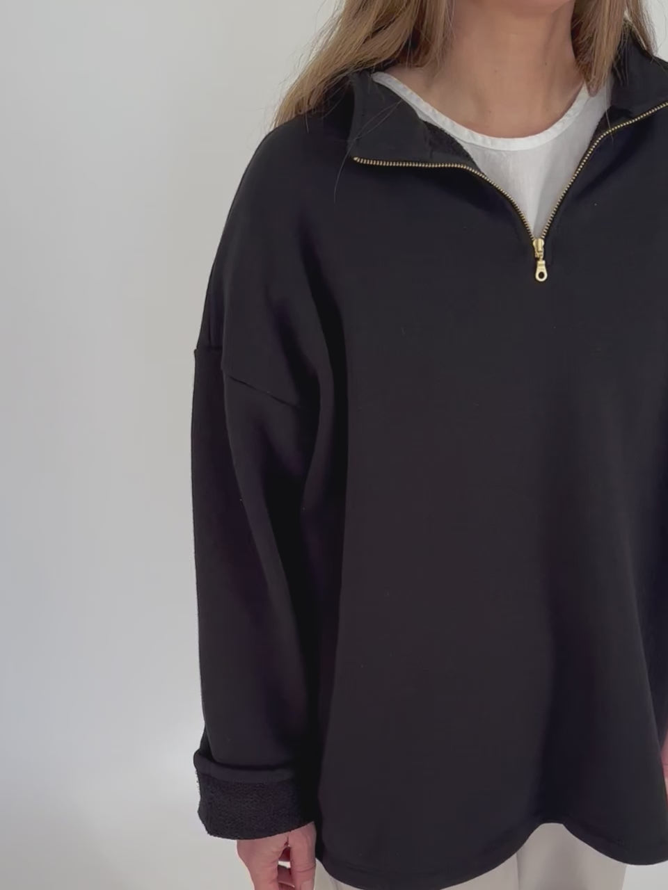 Geraldine Half Zip in Noir