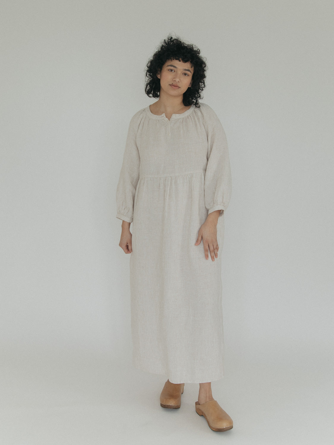 Anais Dress in Beige Stripe