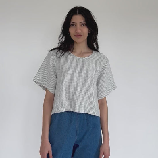 Aya Tee in Dusty Blue Plaid